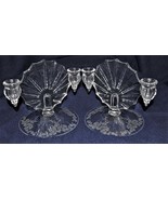 2 New Martinsville Glass Radiance Candlestick Double Meadow Wreath Etch ... - £35.88 GBP