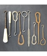 Antique shoe button hooks lot x9 advertising Lazarus Hambergers Kirn Bro... - $61.53 CAD