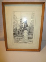 Vtg C.M. Goff Framed Matted Print Paul Revere*Old North Church Boston - £47.19 GBP