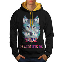 Wellcoda Wolf Hunter Nature Mens Contrast Hoodie, Spiky Casual Jumper - £31.46 GBP