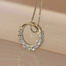 Collana con ciondolo a cerchio da donna con diamante VVS1 a taglio rotondo... - £95.29 GBP