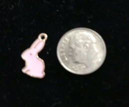 Pink Bunny Easter Enamel Bangle Pendant charm K2 - $12.30