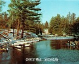 Générique Paysage Voeux Noël Michigan Mi Unp Chrome Carte Postale L2 - $4.04