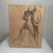 R102 At The Altar Stampendous Rubber Stamp Fran&#39;s Fashions Bride Groom W... - $14.84