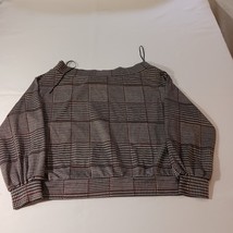 Fashion Nova Women's Gray Plaid Long Sleeve Button Front Collared Shirt Size L image 2