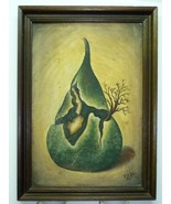 Superb Vintage Surrealistic Signed Oil Painting The Pear and Ragged Tree... - $179.40