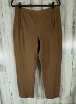 Chicos Ponte Knit Ankle Pants Size 1.5 (32x26) Camel Brown Faux Pockets Hem Slit - £19.44 GBP