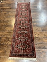 Belgium Power Loomed Runner Rug 2x9 Vintage Wool Caucasian Design Red - £527.57 GBP