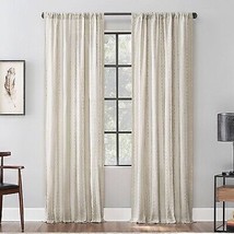 96&quot;x52&quot; Slub Texture Stripe Cotton Light Filtering Curtain Linen/White -... - $29.99