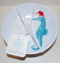 Set Of 4 Sigrid Olsen Home Christmas Seahorse Melamine 7 1/2&quot; SOUP/CEREAL Bowls - £27.68 GBP