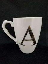 Lenox Letter A Initial Monogram Coffee Mug Floral Cup White Gold  4.5&quot; Tall - $18.65