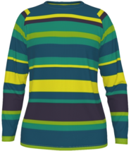 Brazilian style men&#39;s T-shirt with long sleeves yellow blue-green stripes - £31.46 GBP