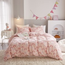 Twin Duvet Cover Kids 100% Cotton Rainbow Pink Duvet Cover For Girls Cute Kawaii - £61.54 GBP