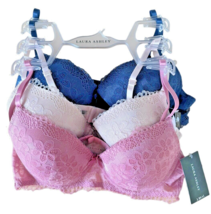 Laura Ashley Women&#39;s 3 Pack Lace Comfort Push-Up Bra Size 36C Pink Beige... - £19.41 GBP