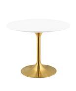 40&quot; Pedestal Stem Tulip Dining Table White Round Lacquered Wood Top Gold... - $1,326.68 CAD
