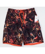 Speedo Orange &amp; Black Brief Lined Water Shorts Boardshorts Trunks Men&#39;s NWT - £47.95 GBP