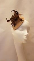 Fascinator Brown hat fascinator #SUEDE Brown Or Nude hat flower Ascot ha... - £22.73 GBP