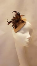 Fascinator Brown hat fascinator #SUEDE Brown Or Nude hat flower Ascot ha... - £22.81 GBP