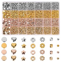 2560Pcs Spacer Beads Set, Gold Assorted Round Star Heart Cube 7 Styles Beads For - £12.70 GBP