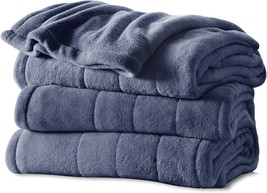 Heritage Blue Sunbeam Microplush Heated Blanket, Queen-Size. - $129.99