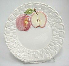 Sanor Ceramica Embossed Apples Basket Weave Border Lot of 4 Salad Plates... - £16.47 GBP