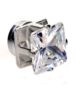 Princess Square Cut Clear CZ Stainless Steel Setting Men Magnetic Stud E... - £7.46 GBP+