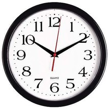 Bernhard Products Black Wall Clock Silent Non Ticking 10 Inch Quality Qu... - $23.74