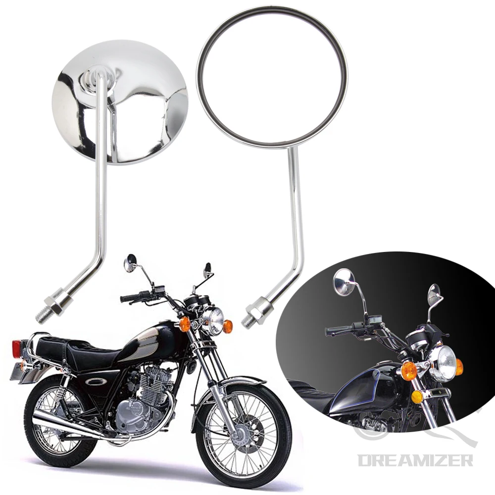Motorcycle Rearview Side Mirror With 10mm Screws Universal Round Square Retro - £21.30 GBP