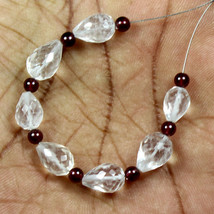 Crystal Quartz Red Garnet Smooth Beads Briolette Natural Loose Gemstone Jewelry - £4.42 GBP
