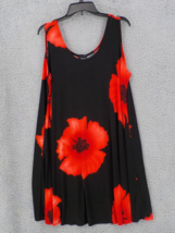 Jostar Sleeveless Slinky Tank Dress 3XL Black W Red Hibiscus Poly Spandex Knit - £31.46 GBP