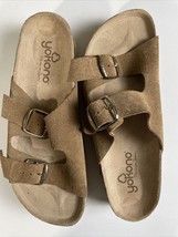 Yokono Wedge Sandals Womens Size 9 Made in Spain Tan Leather - £18.68 GBP