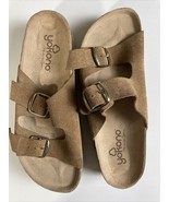 Yokono Wedge Sandals Womens Size 9 Made in Spain Tan Leather - £18.80 GBP