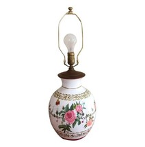 Ceramic Table Lamp 3 Way Bulb Painted Flowers Roses Artist Signed VTG Italy 24”H - £87.64 GBP