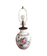 Ceramic Table Lamp 3 Way Bulb Painted Flowers Roses Artist Signed VTG It... - $112.10