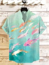 Men&#39;s Colorful School Of Fish Abstract Oil Painting Art Print Casual Shirt - €22,74 EUR