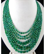 Certified Natural Emerald Beads 8 L 512 Ct Green Gemstone Vintage Necklace - €2.867,86 EUR