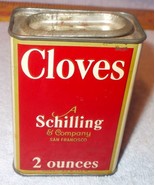 Antique Vintage Schilling Company Spices Cloves Tin 2 Ounces Ca 1930&#39;s - $9.95