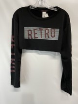Mega Line &quot;Retro&quot; Cropped  Jersey Top Black Super Soft Vintage Style NEW... - $19.02