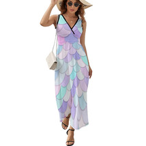 Woman Pastel Purple Mermaid Scales Sleeveless Long Dress Beach Dress Siz... - $33.00
