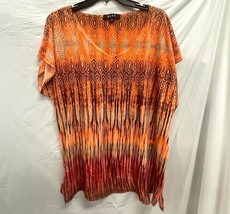 B.L.E.U. Boho Red Orange Blouse Top Shirt Size XL - $15.42 CAD