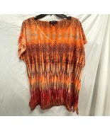 B.L.E.U. Boho Red Orange Blouse Top Shirt Size XL - $214.19 MXN