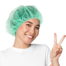 100 Disposable Hair Net, 24&quot;, Green Bouffant Hair Nets, Stretchy 10 gsm - £21.50 GBP