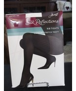 Hanes Silk Reflections Control Top Black Rib Tights - Size AB - £8.35 GBP