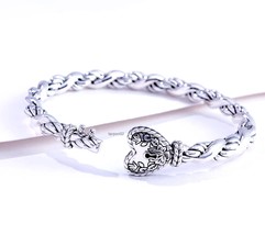 John Hardy JAI Italian Love Heart Lock Sterling Silver Cuff Bracelet Average NIB - £258.94 GBP