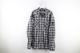 Buckle Black Label Mens XL Athletic Fit Thick Stitch Snap Button Shirt Plaid - £31.61 GBP