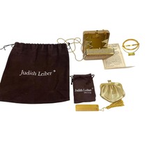 Judith Leiber Swarovski Crystal Gold Tone Metal Stone Evening Bag Clutch - £983.81 GBP