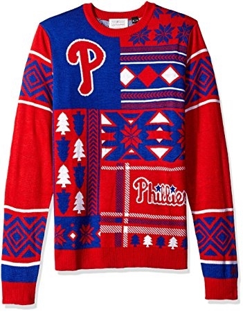 MLB Philadelphia Phillies Patches Ugly Christmas Sweater, Red, Small NWT NEW - $59.99