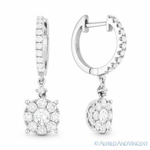 1.09ct Round Brilliant Cut Diamond Pave Dangling Drop Earrings in 14k White Gold - $3,201.49