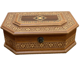 Handmade Wooden  Box Wood Jewelry Box Storage Wooden Box Marquetry Mosaic Inlay - £294.21 GBP