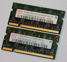 Hynix Laptop 1GB DDR2 PC4200 Ram 2 X 512MB Sticks V000061770 Pair PC2-4200S-444 - £5.41 GBP
